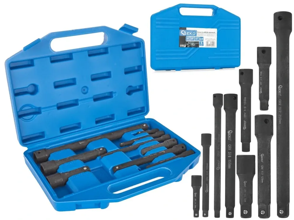 Sada nástavců na rázy 1/4" 3/8" 1/2" CrV 9ks G10531 Horká Nabídka